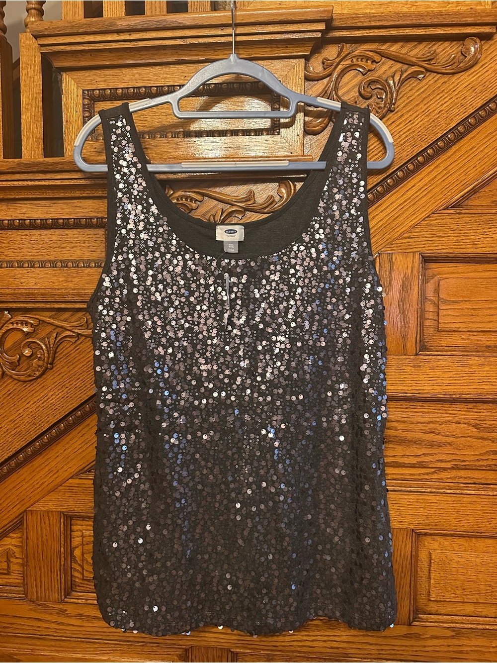 Old Navy Black Sequin Scoop Neck Tank